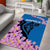 Mongolia Area Rug with Floral Wolf Pink Blossom Blue Sky Spirit