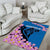 Mongolia Area Rug with Floral Wolf Pink Blossom Blue Sky Spirit