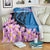 Mongolia Blanket with Floral Wolf Pink Blossom Blue Sky Spirit