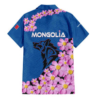 Mongolia Family Matching Mermaid Dress and Hawaiian Shirt with Floral Wolf Pink Blossom Blue Sky Spirit