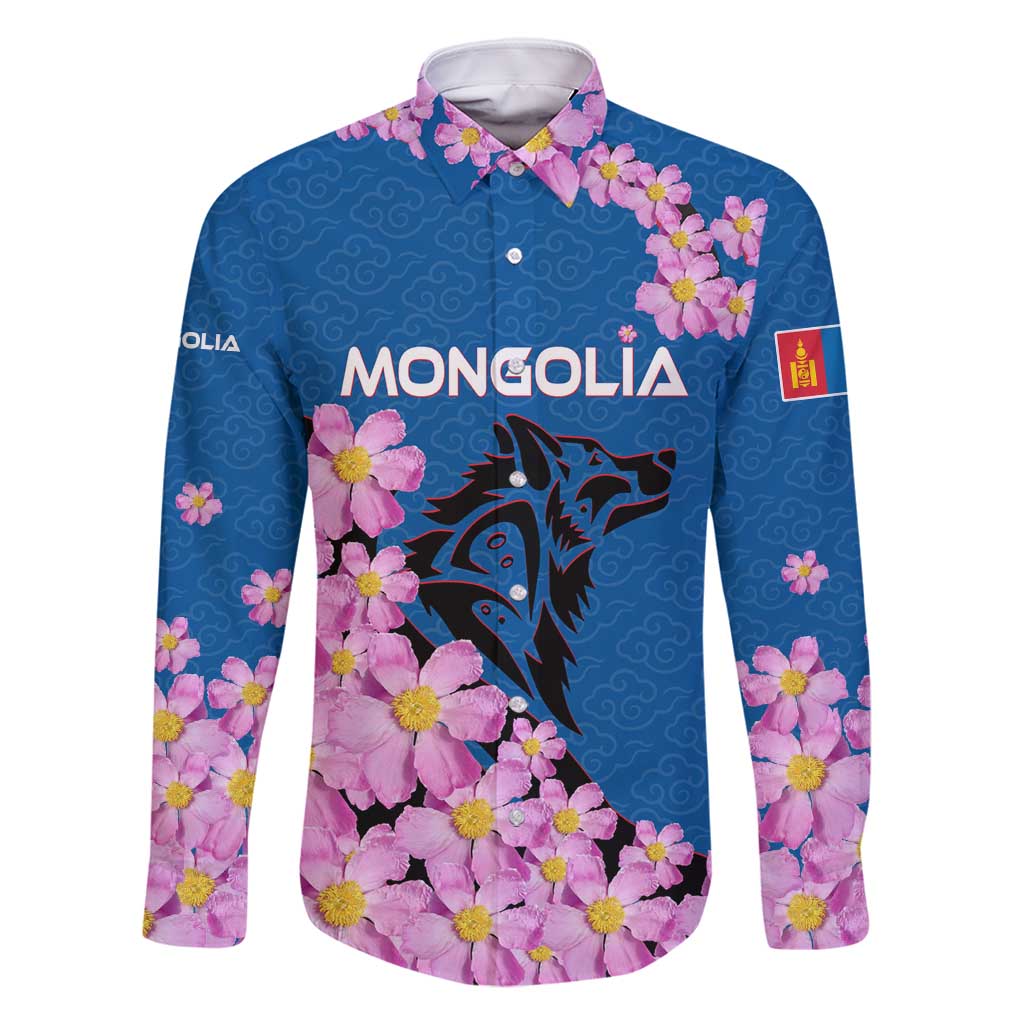 Mongolia Family Matching Mermaid Dress and Hawaiian Shirt with Floral Wolf Pink Blossom Blue Sky Spirit