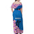 Mongolia Family Matching Off Shoulder Maxi Dress and Hawaiian Shirt with Floral Wolf Pink Blossom Blue Sky Spirit