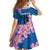 Mongolia Family Matching Puletasi and Hawaiian Shirt with Floral Wolf Pink Blossom Blue Sky Spirit