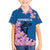 Mongolia Family Matching Short Sleeve Bodycon Dress and Hawaiian Shirt with Floral Wolf Pink Blossom Blue Sky Spirit