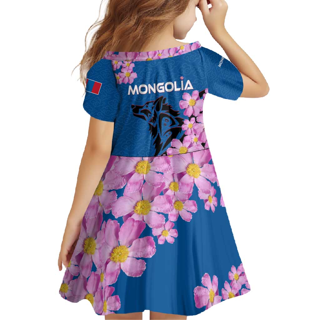 Mongolia Family Matching Summer Maxi Dress and Hawaiian Shirt with Floral Wolf Pink Blossom Blue Sky Spirit