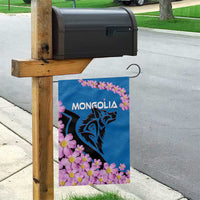 Mongolia Garden Flag with Floral Wolf Pink Blossom Blue Sky Spirit