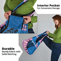 Mongolia Grocery Bag with Floral Wolf Pink Blossom Blue Sky Spirit