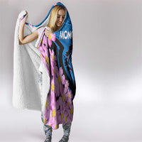 Mongolia Hooded Blanket with Floral Wolf Pink Blossom Blue Sky Spirit