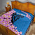 Mongolia Quilt with Floral Wolf Pink Blossom Blue Sky Spirit