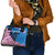 Mongolia Shoulder Handbag with Floral Wolf Pink Blossom Blue Sky Spirit