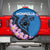 Mongolia Spare Tire Cover with Floral Wolf Pink Blossom Blue Sky Spirit