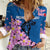 Mongolia Women Casual Shirt with Floral Wolf Pink Blossom Blue Sky Spirit
