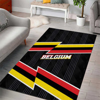 Belgium Area Rug with Black Red Yellow Lightning Flag Stripe Spirit