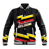 Belgium Baseball Jacket with Black Red Yellow Lightning Flag Stripe Spirit