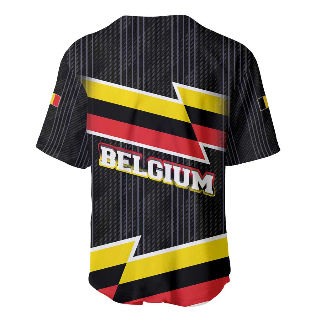 Belgium Baseball Jersey with Black Red Yellow Lightning Flag Stripe Spirit