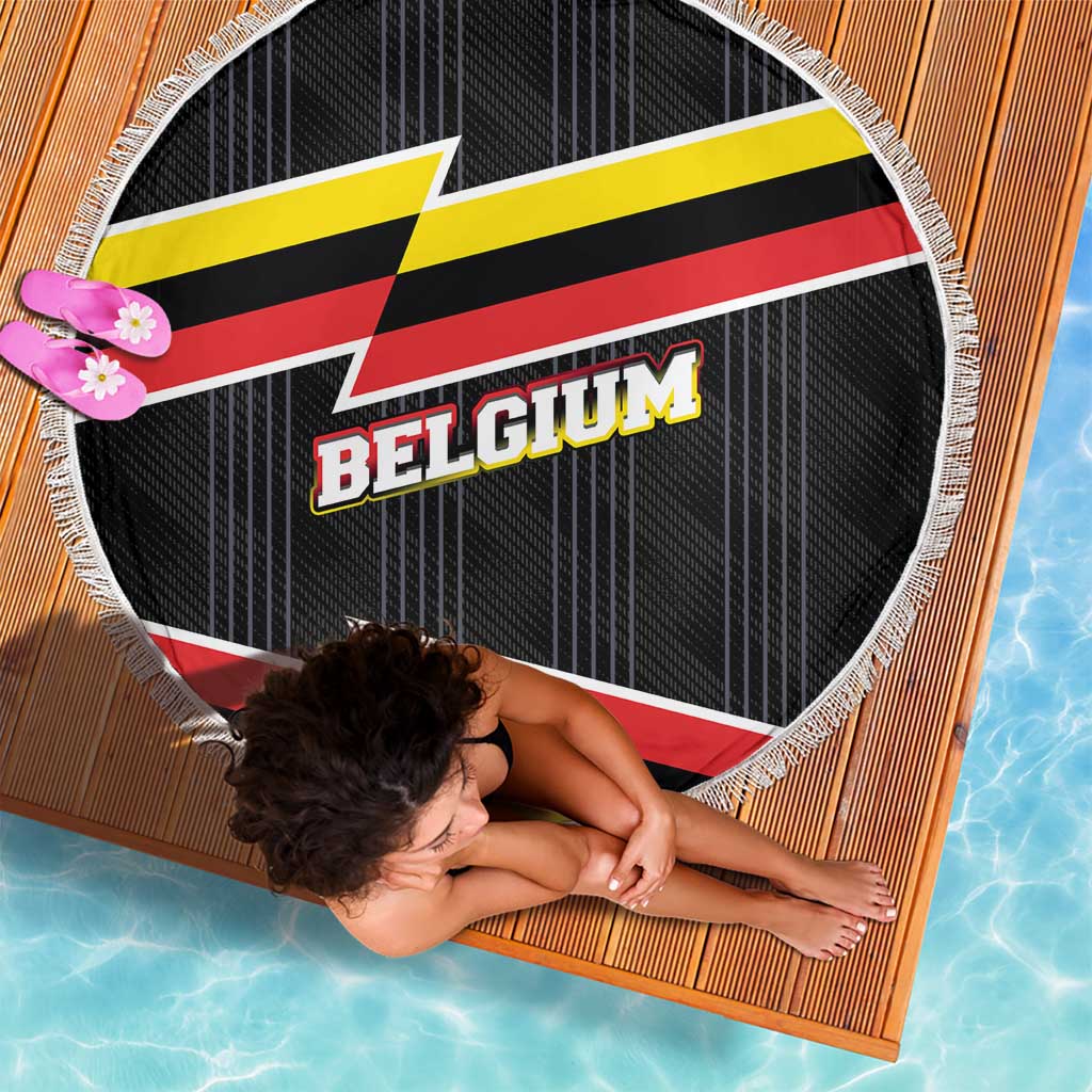 Belgium Beach Blanket with Black Red Yellow Lightning Flag Stripe Spirit