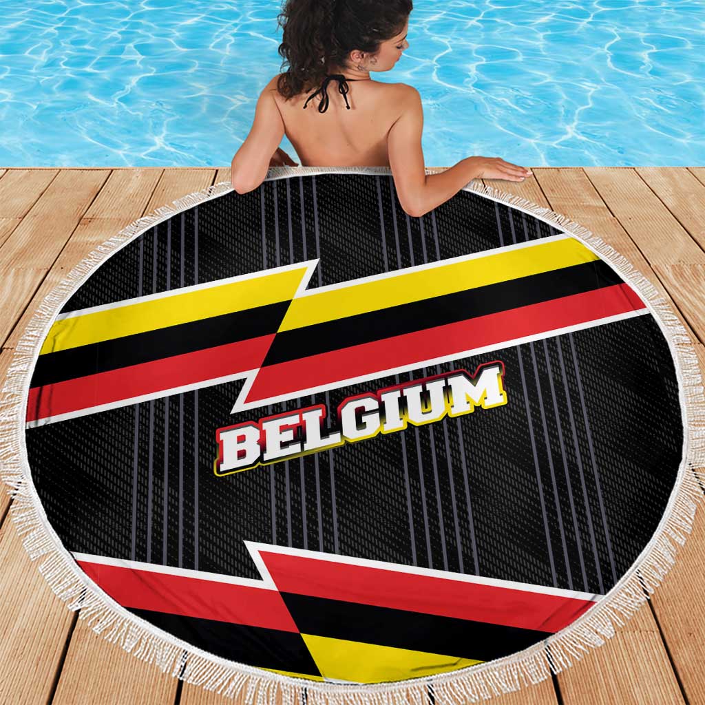 Belgium Beach Blanket with Black Red Yellow Lightning Flag Stripe Spirit