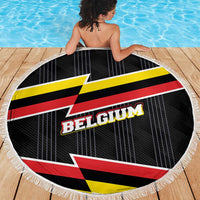 Belgium Beach Blanket with Black Red Yellow Lightning Flag Stripe Spirit