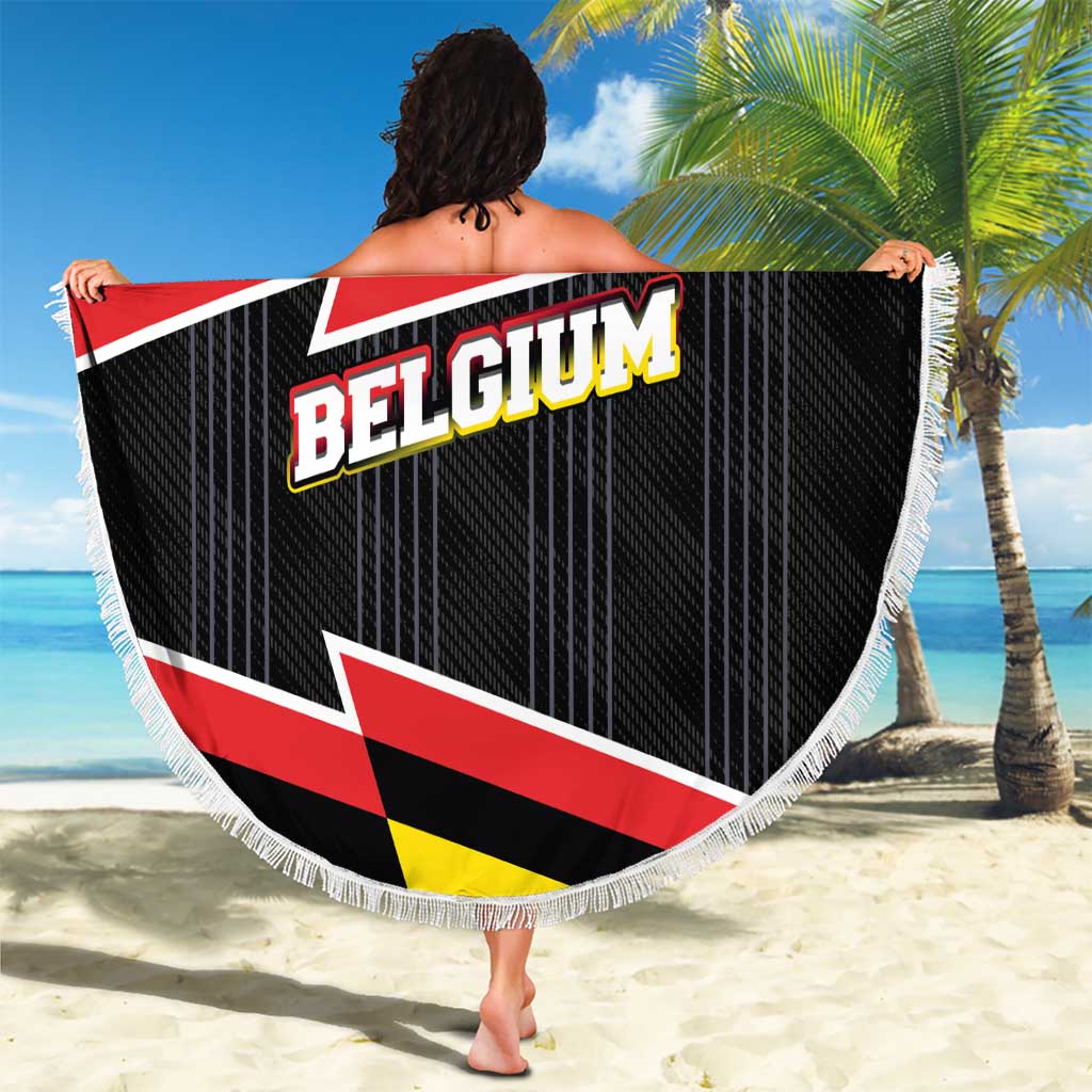 Belgium Beach Blanket with Black Red Yellow Lightning Flag Stripe Spirit