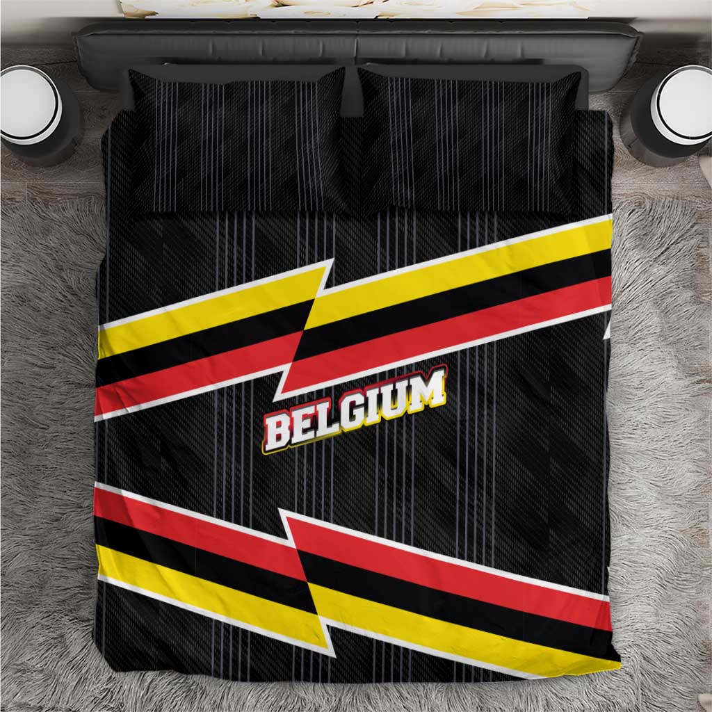 Belgium Bedding Set with Black Red Yellow Lightning Flag Stripe Spirit