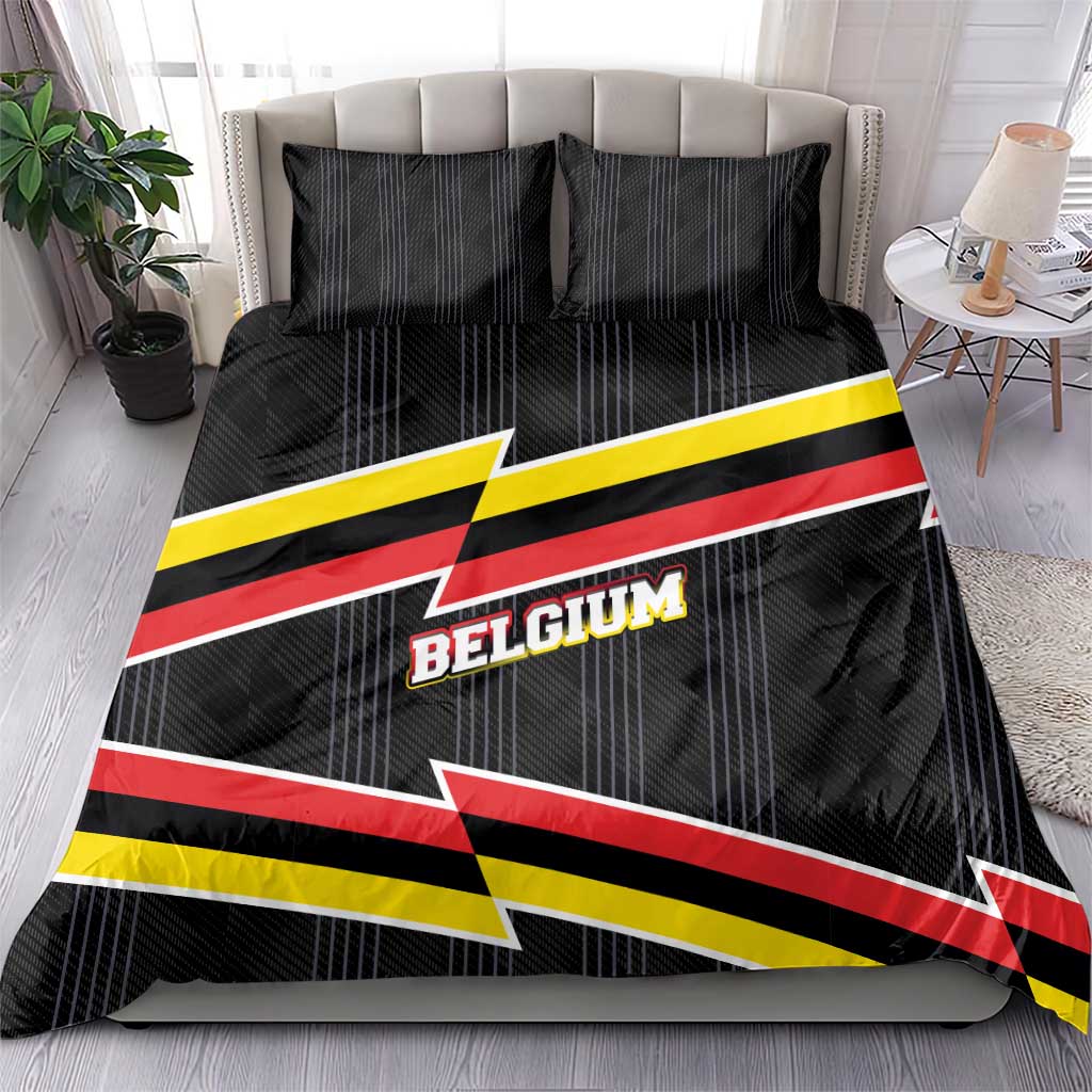 Belgium Bedding Set with Black Red Yellow Lightning Flag Stripe Spirit