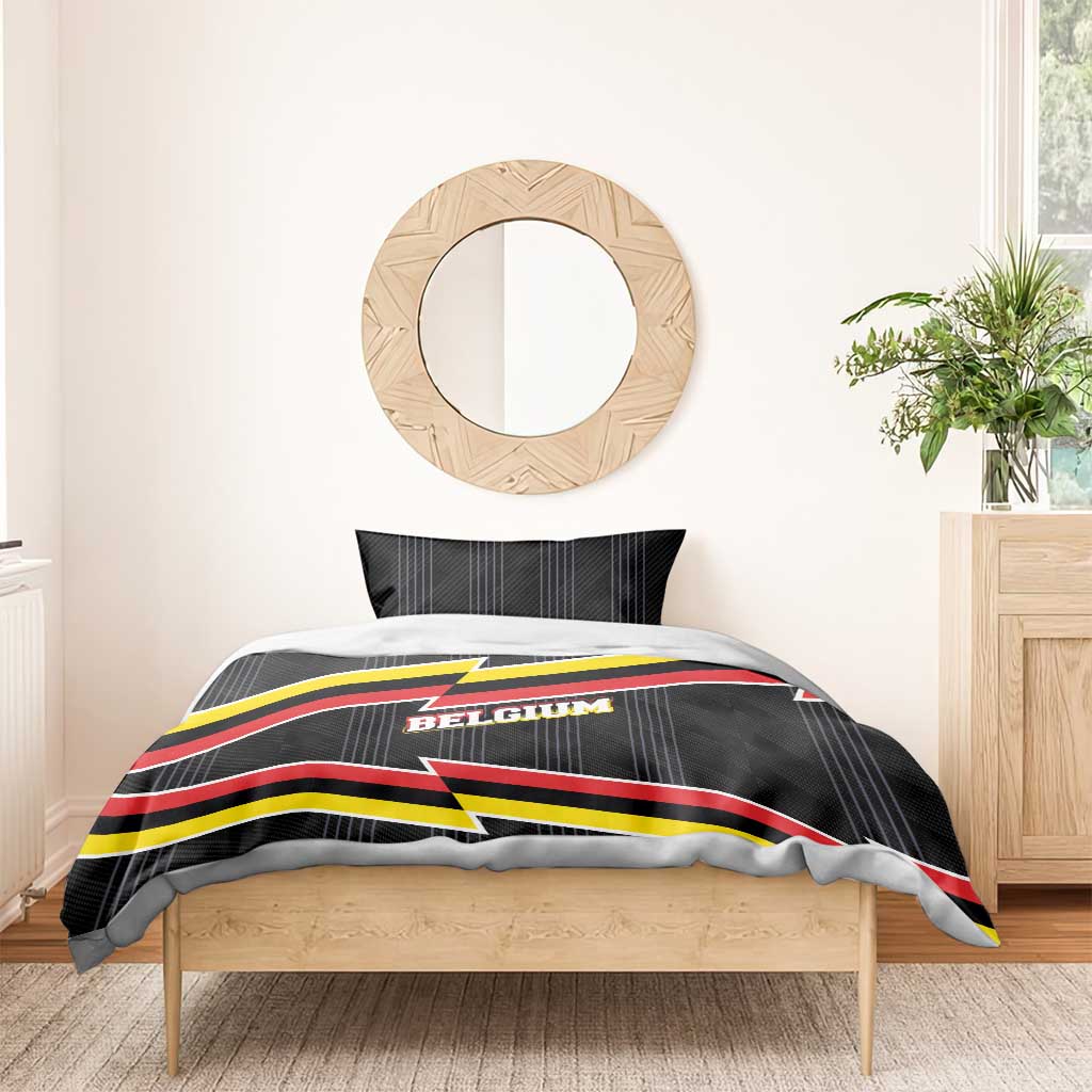 Belgium Bedding Set with Black Red Yellow Lightning Flag Stripe Spirit