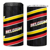 Belgium 4 in 1 Can Cooler Tumbler with Black Red Yellow Lightning Flag Stripe Spirit