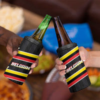 Belgium 4 in 1 Can Cooler Tumbler with Black Red Yellow Lightning Flag Stripe Spirit