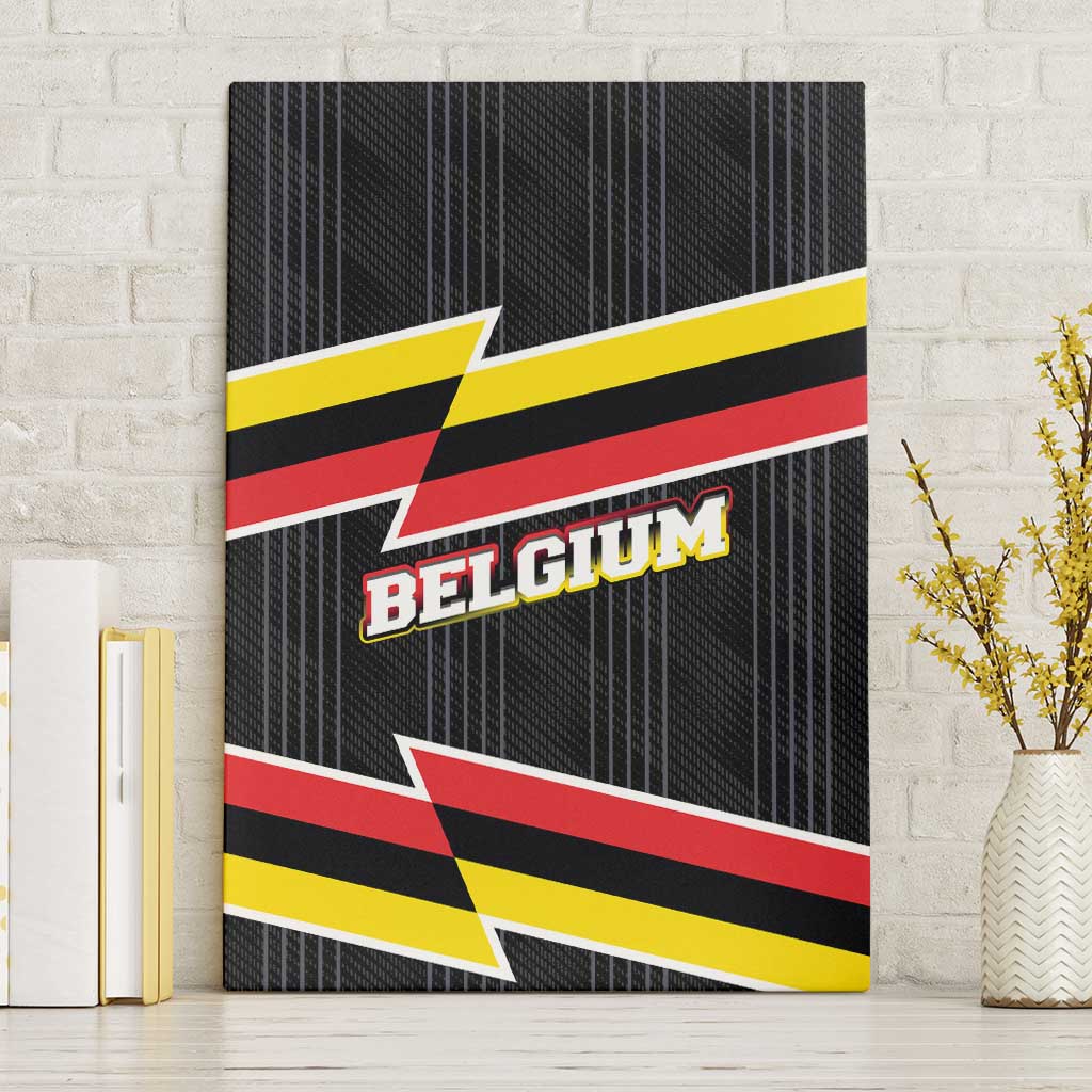Belgium Canvas Wall Art with Black Red Yellow Lightning Flag Stripe Spirit