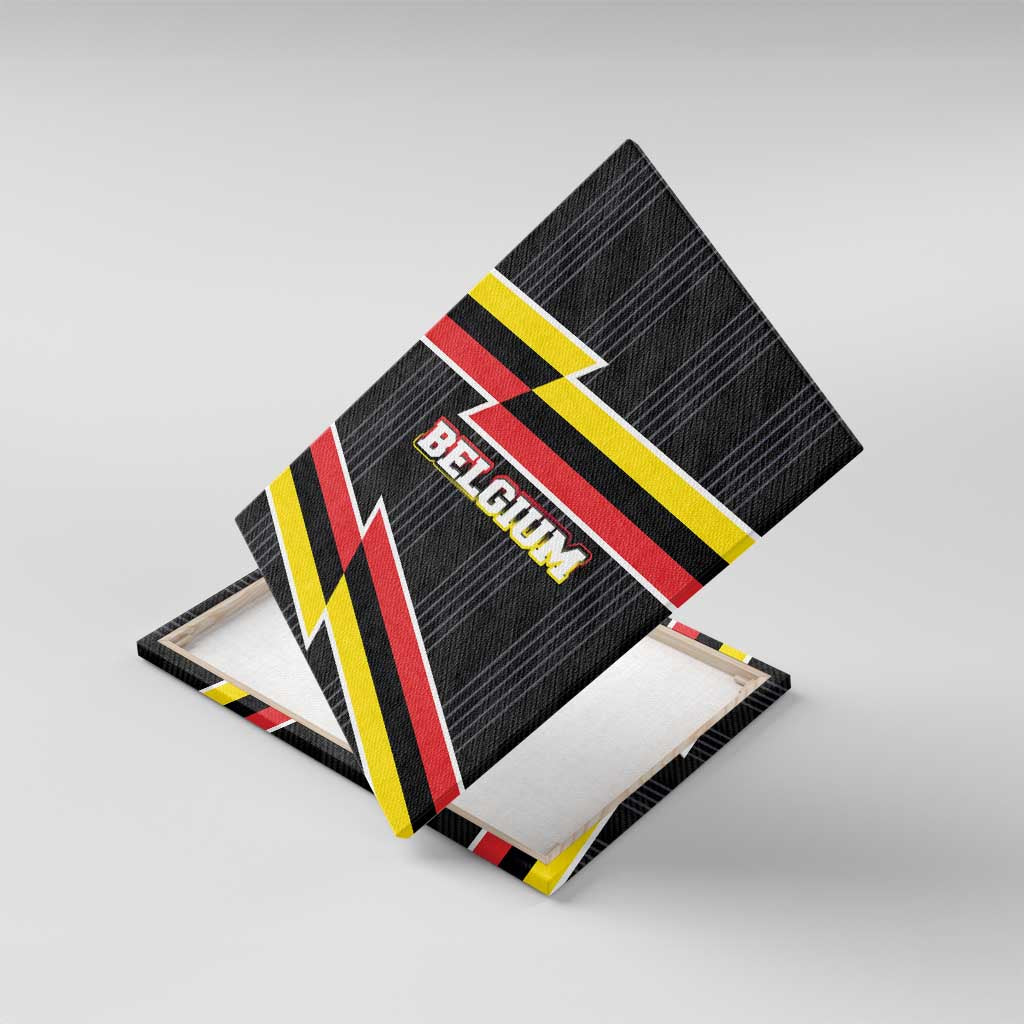 Belgium Canvas Wall Art with Black Red Yellow Lightning Flag Stripe Spirit