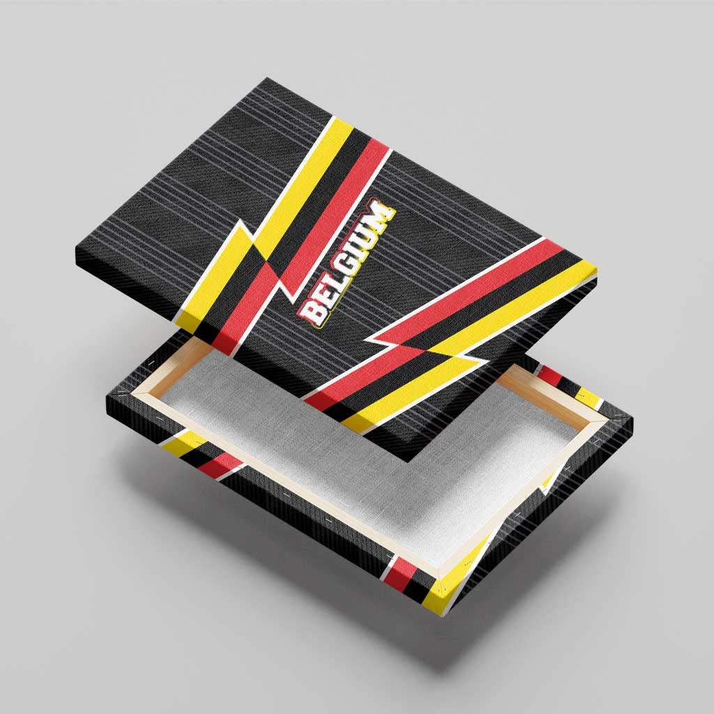 Belgium Canvas Wall Art with Black Red Yellow Lightning Flag Stripe Spirit