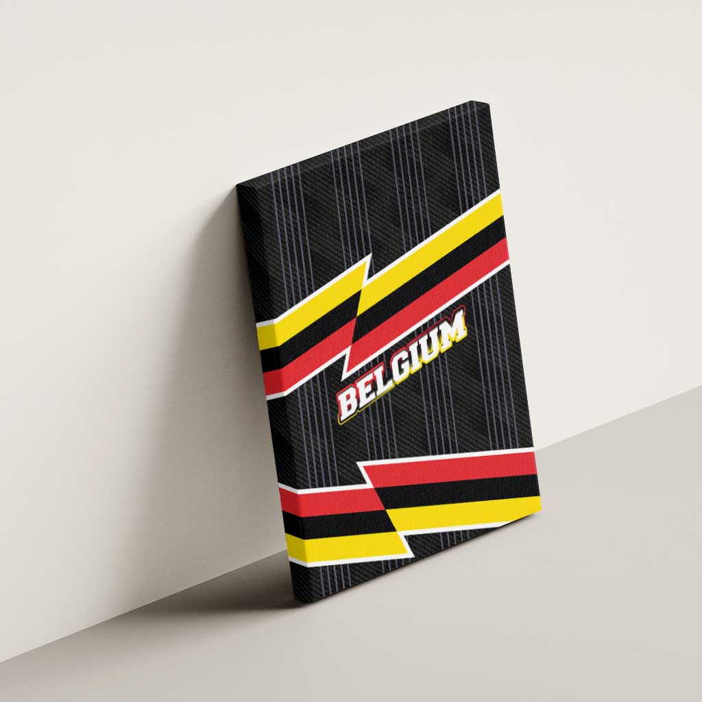 Belgium Canvas Wall Art with Black Red Yellow Lightning Flag Stripe Spirit