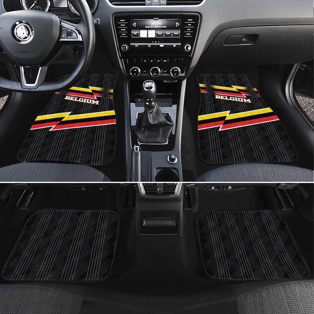 Belgium Car Mats with Black Red Yellow Lightning Flag Stripe Spirit