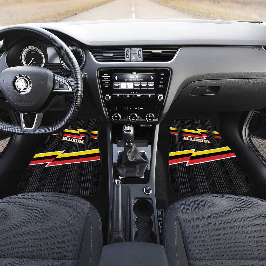 Belgium Car Mats with Black Red Yellow Lightning Flag Stripe Spirit