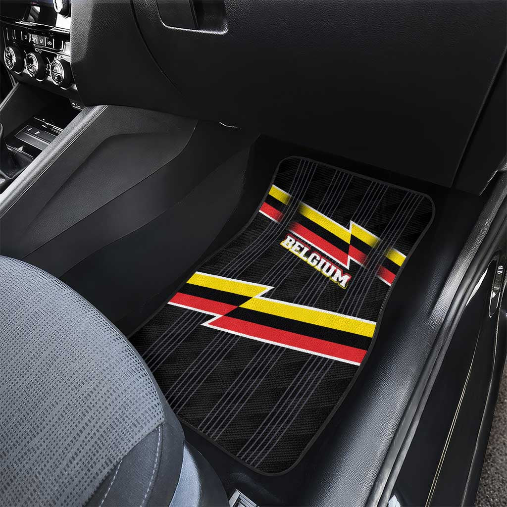 Belgium Car Mats with Black Red Yellow Lightning Flag Stripe Spirit