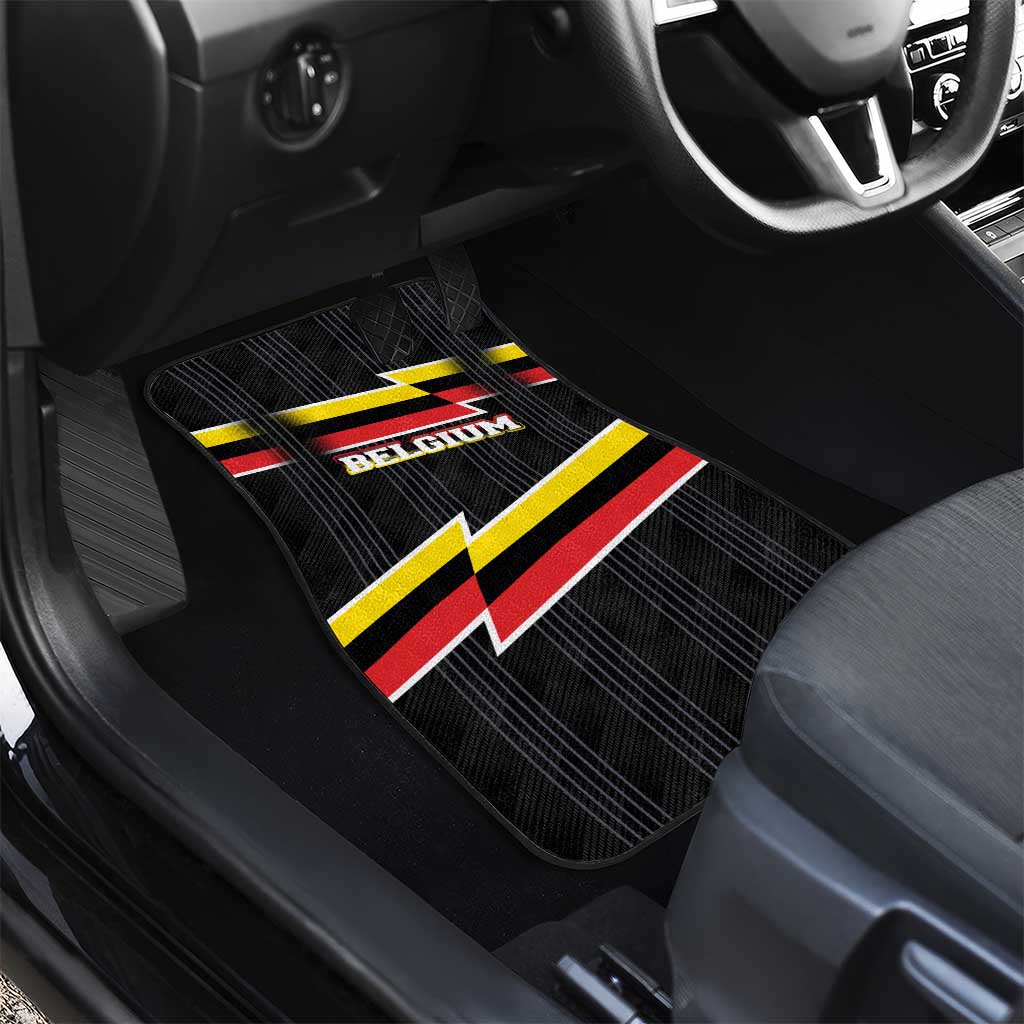 Belgium Car Mats with Black Red Yellow Lightning Flag Stripe Spirit
