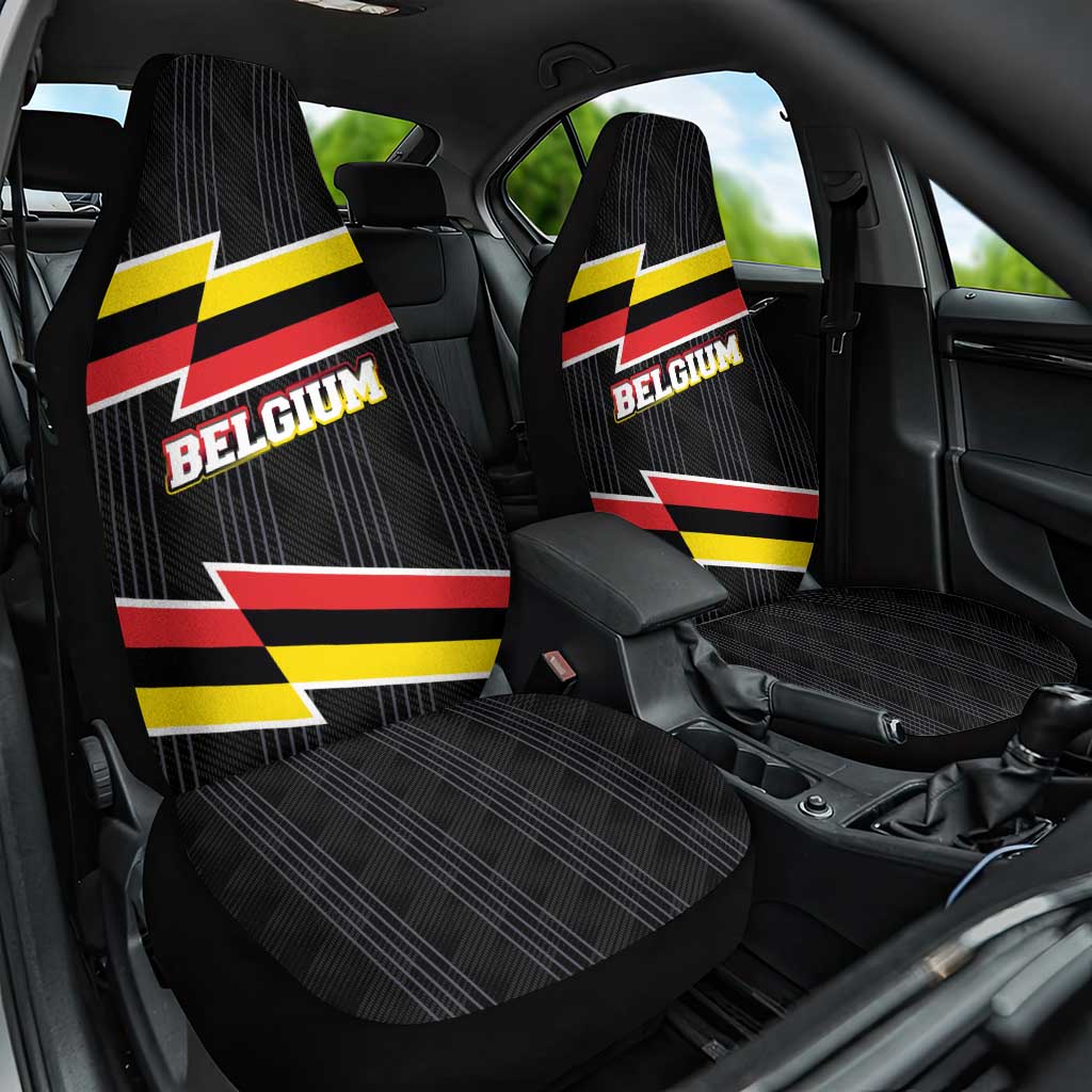Belgium Car Seat Cover with Black Red Yellow Lightning Flag Stripe Spirit