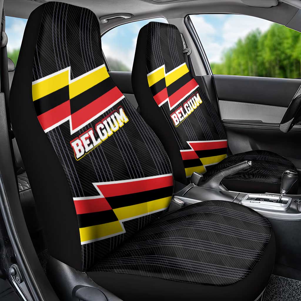 Belgium Car Seat Cover with Black Red Yellow Lightning Flag Stripe Spirit
