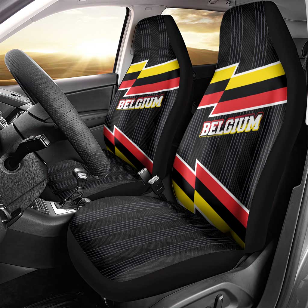 Belgium Car Seat Cover with Black Red Yellow Lightning Flag Stripe Spirit