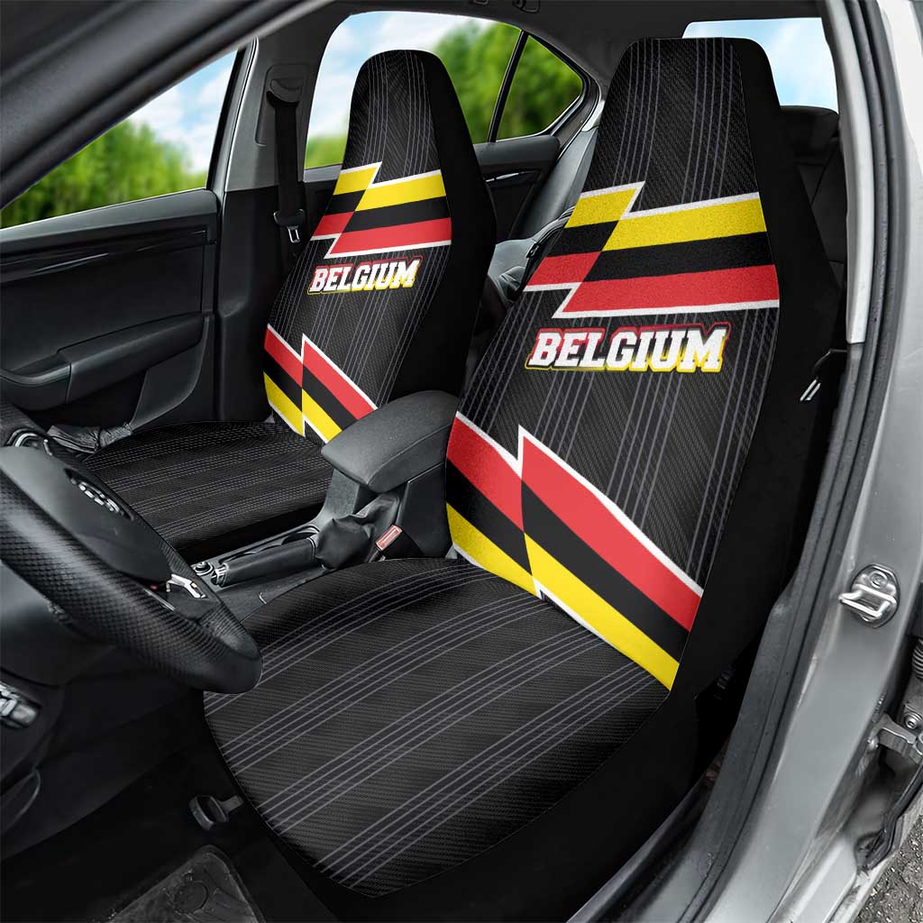 Belgium Car Seat Cover with Black Red Yellow Lightning Flag Stripe Spirit