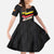 Belgium Family Matching Off The Shoulder Long Sleeve Dress and Hawaiian Shirt with Black Red Yellow Lightning Flag Stripe Spirit