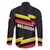 Belgium Family Matching Off The Shoulder Long Sleeve Dress and Hawaiian Shirt with Black Red Yellow Lightning Flag Stripe Spirit