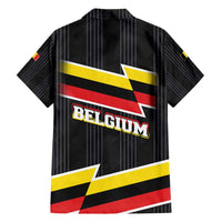 Belgium Family Matching Off Shoulder Maxi Dress and Hawaiian Shirt with Black Red Yellow Lightning Flag Stripe Spirit