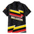 Belgium Family Matching Summer Maxi Dress and Hawaiian Shirt with Black Red Yellow Lightning Flag Stripe Spirit