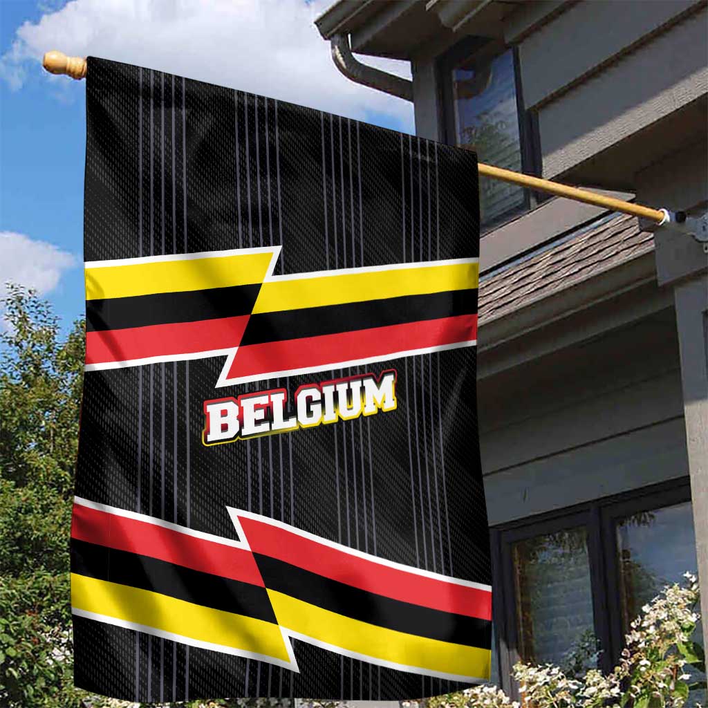 Belgium Garden Flag with Black Red Yellow Lightning Flag Stripe Spirit
