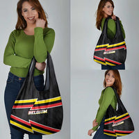 Belgium Grocery Bag with Black Red Yellow Lightning Flag Stripe Spirit