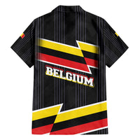 Belgium Hawaiian Shirt with Black Red Yellow Lightning Flag Stripe Spirit