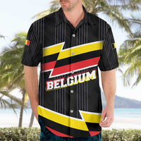 Belgium Hawaiian Shirt with Black Red Yellow Lightning Flag Stripe Spirit