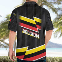 Belgium Hawaiian Shirt with Black Red Yellow Lightning Flag Stripe Spirit