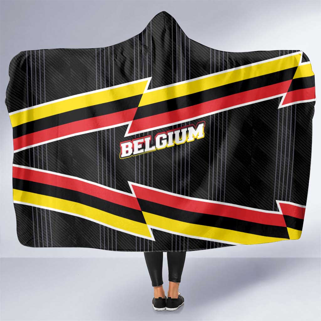 Belgium Hooded Blanket with Black Red Yellow Lightning Flag Stripe Spirit